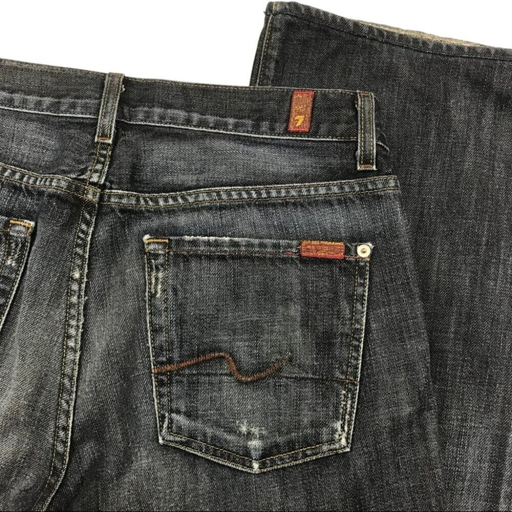 7 For All Mankind Mens RELAXED Jeans Dark Wash Button-Fly Straight Leg 31 - Picture 7 of 13